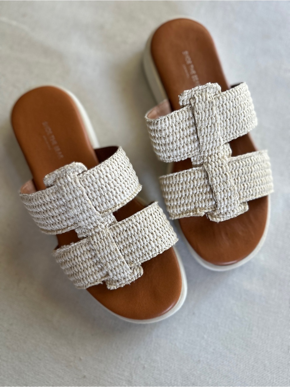 Shoe The Bear Brenna Cream Jute Slide Sandals | 38